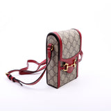 Gucci 625615 Horsebit 1955 GG Supreme Mini Red Bag