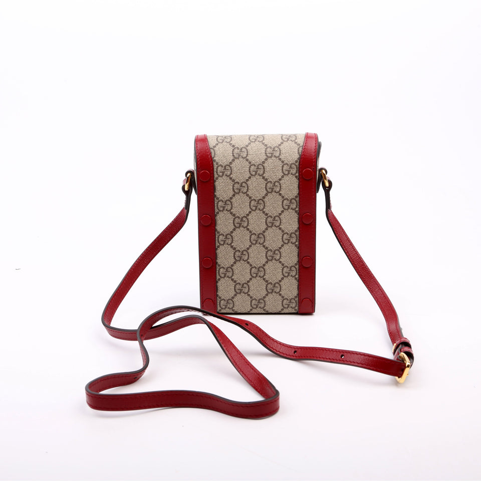 Gucci 625615 Horsebit 1955 GG Supreme Mini Red Bag