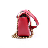 Gucci 446744 Marmont Leather Shoulder Mini Flap Red Bag