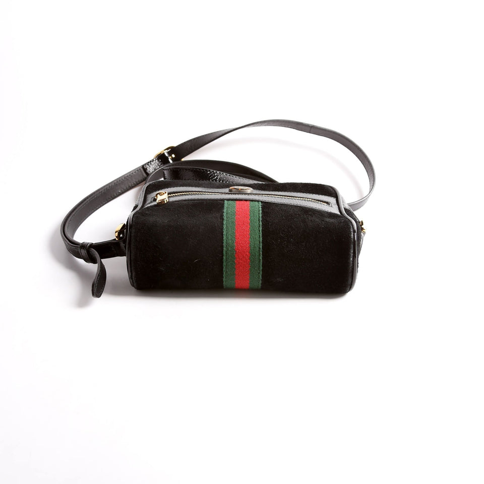 Gucci 517350 GG Super Mini Suede Ophidia Black Bag