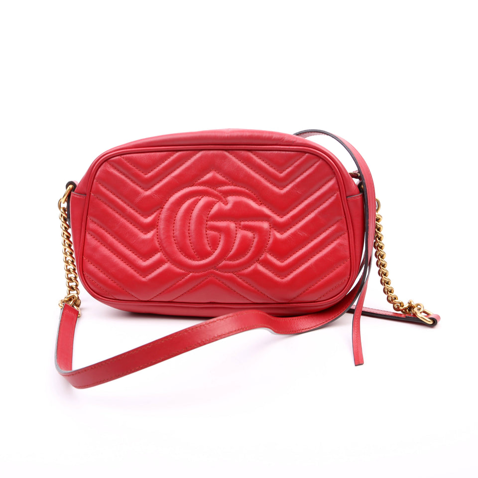 Gucci 447632 Marmont Small Leather Camera Red Bag