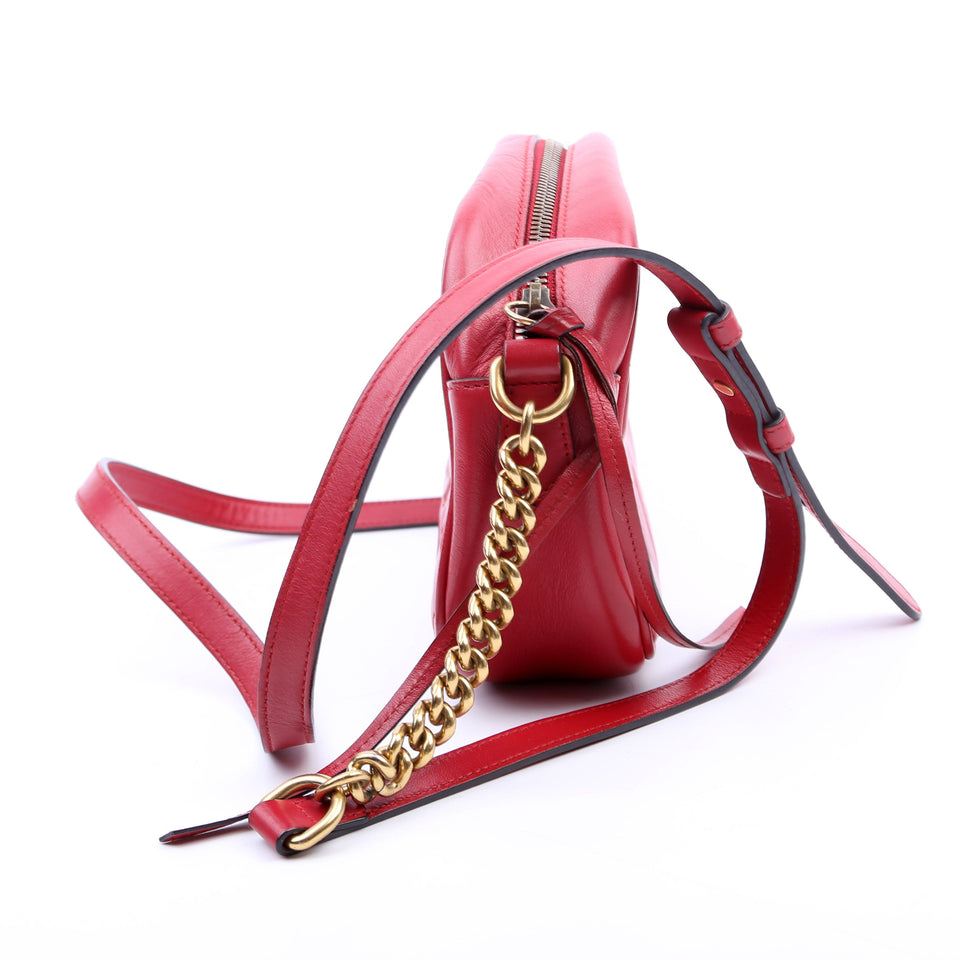 Gucci 447632 Marmont Small Leather Camera Red Bag