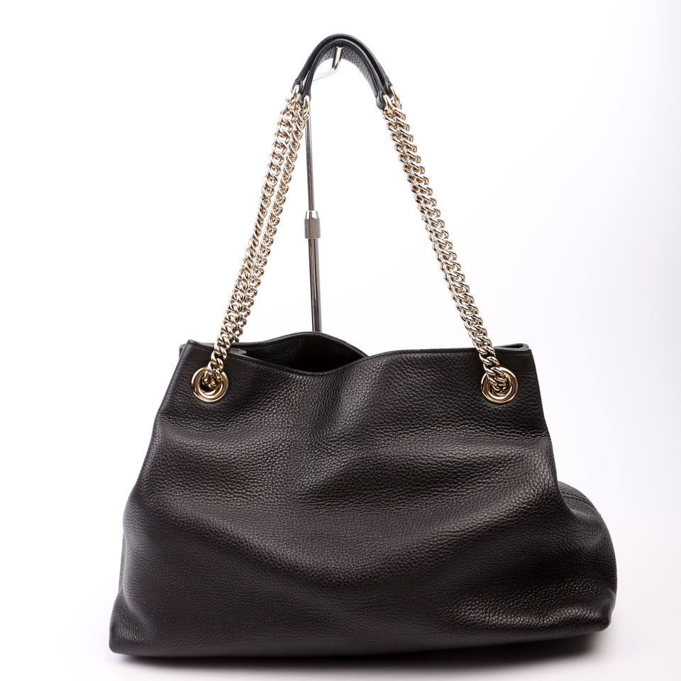 Gucci 308982 Soho Leather Shoulder Medium Black Bag