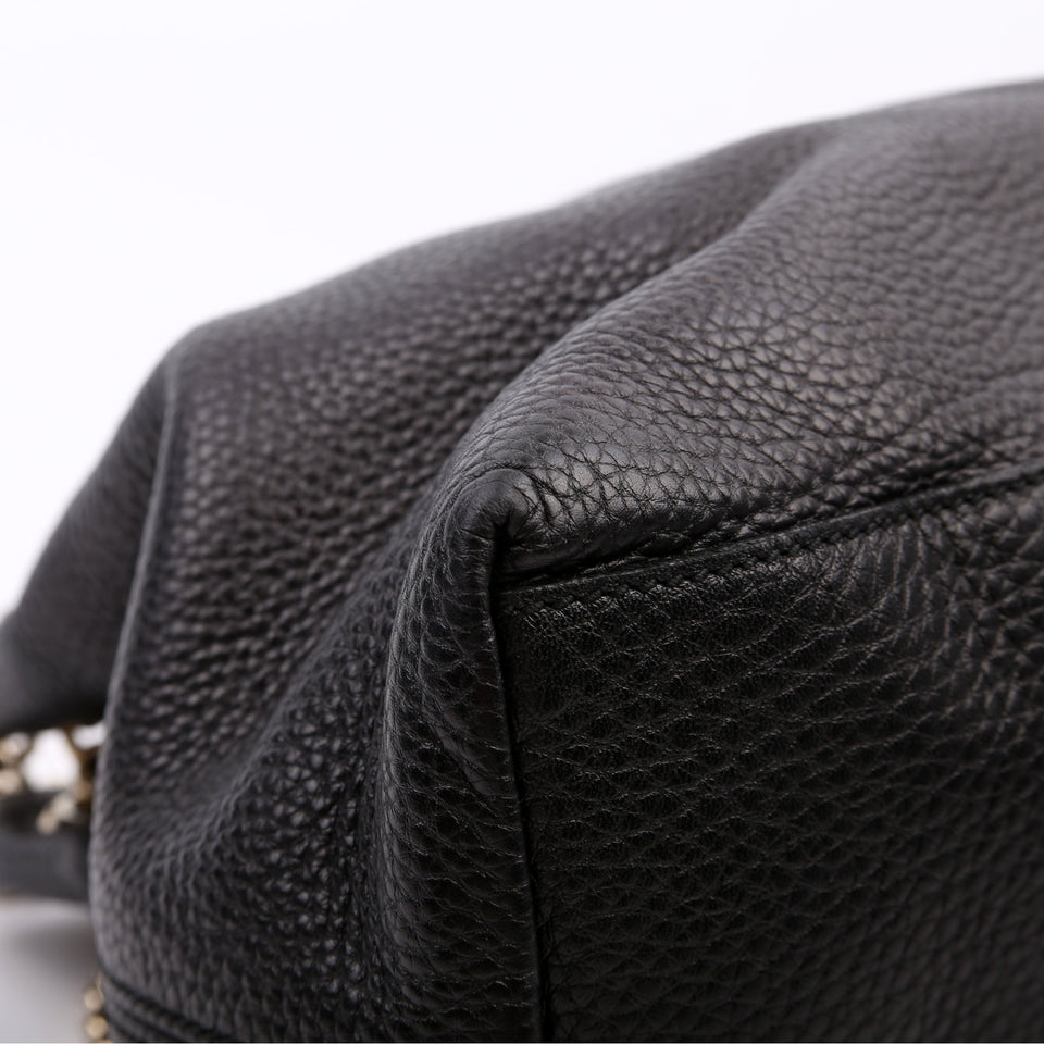 Gucci 308982 Soho Leather Shoulder Medium Black Bag