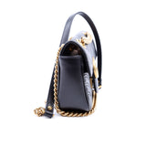 Gucci 446744 Marmont Leather Shoulder Mini Flap Black Bag