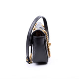 Gucci 446744 Marmont Leather Shoulder Mini Flap Black Bag