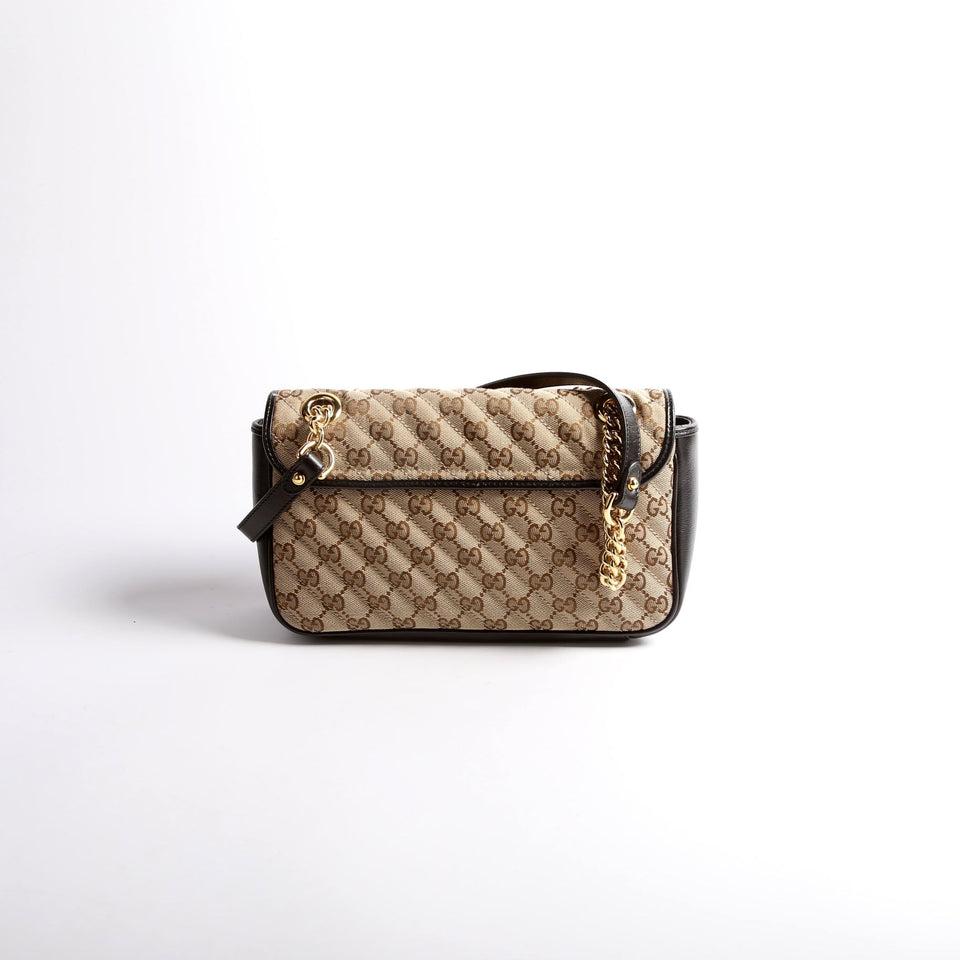 Gucci 443497 Marmont GG Canvas Shoulder Small Flap Bag