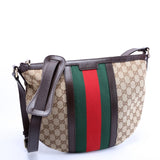 Gucci 257082 GG Canvas Web Half Moon Hobo Bag