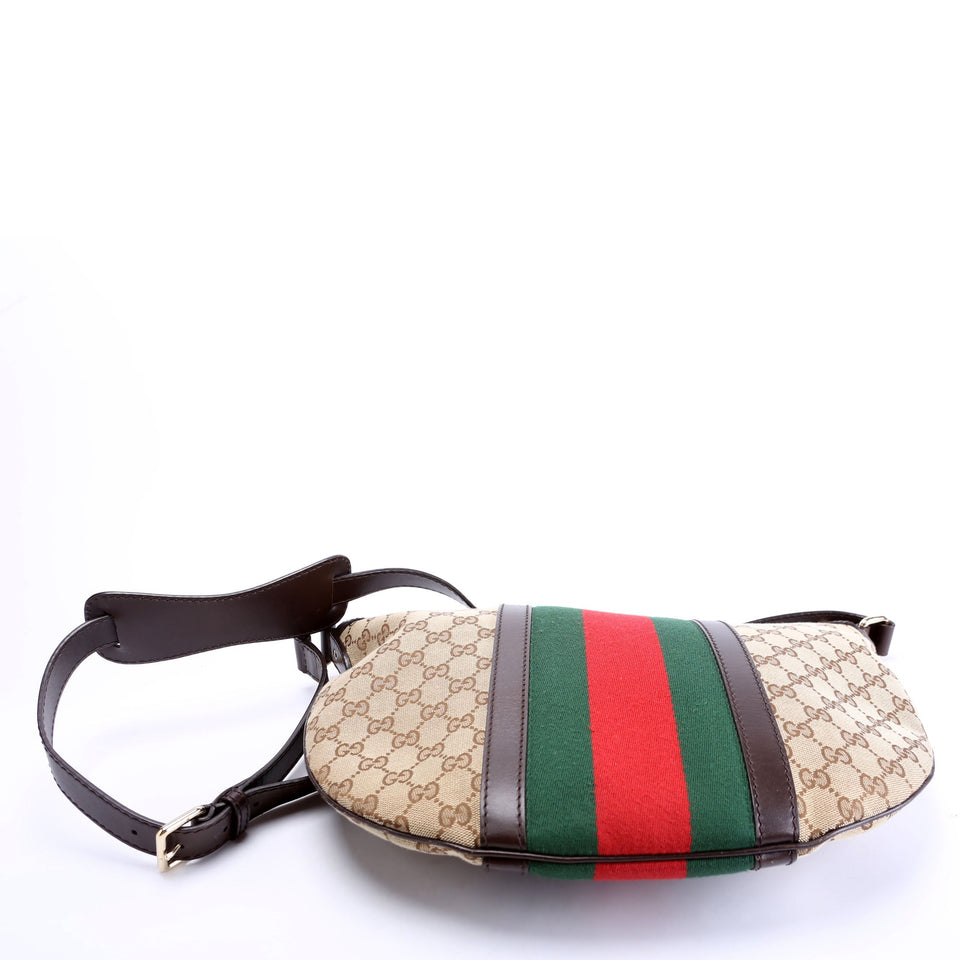 Gucci 257082 GG Canvas Web Half Moon Hobo Bag