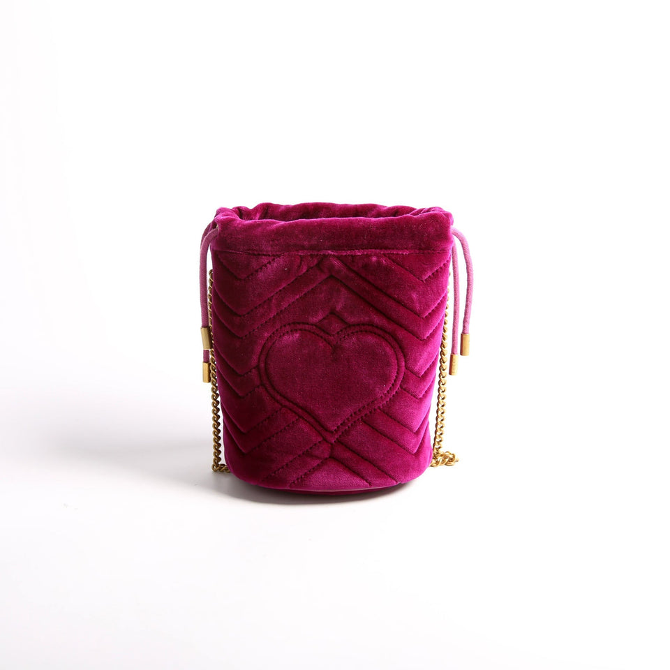 Gucci 575163 Velvet Marmont Mini Bucket Purple Bag