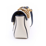 Gucci 443497 Marmont Torchon Shoulder Small Flap Ivory/Navy Bag