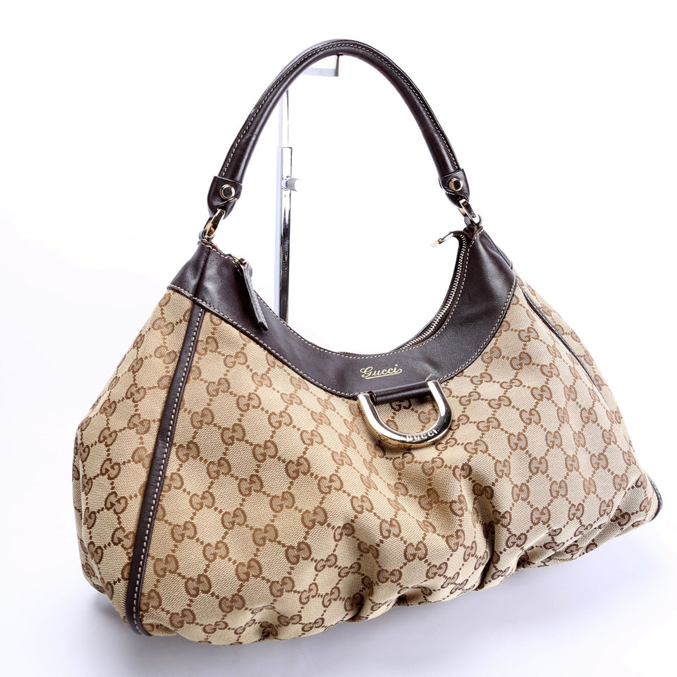 Gucci 189833 GG Canvas D Ring Hobo Bag