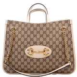 Gucci 621144 1955 Horsebit Large Tote White Bag