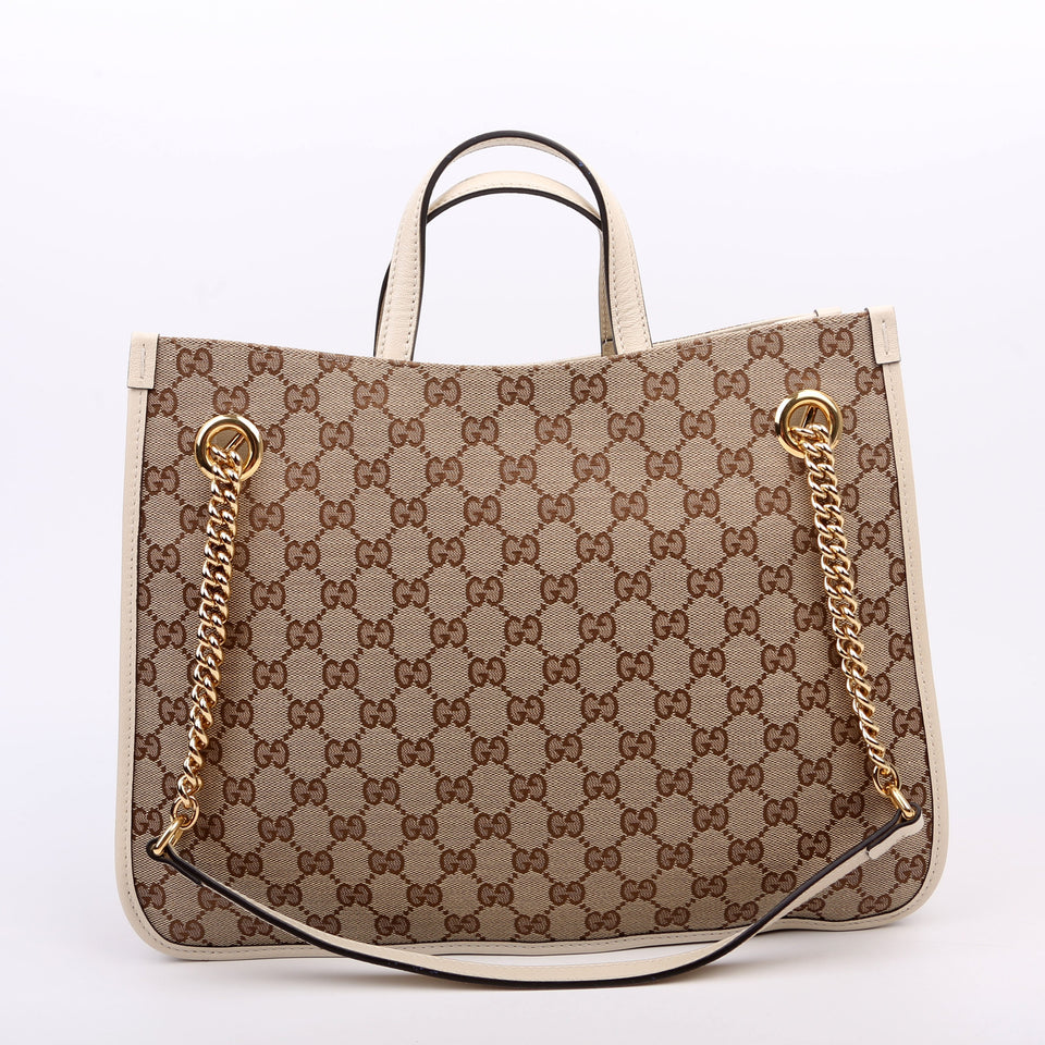 Gucci 621144 1955 Horsebit Large Tote White Bag