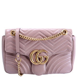 Gucci 443496 Marmont Leather Shoulder Medium Nude Bag