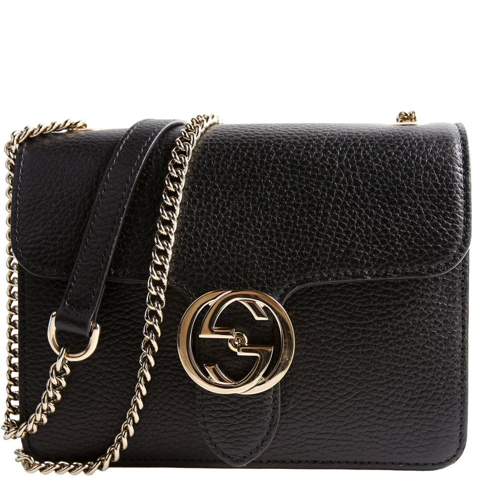 Gucci 510304 Interlocking Small Xbody Black/Gold Bag
