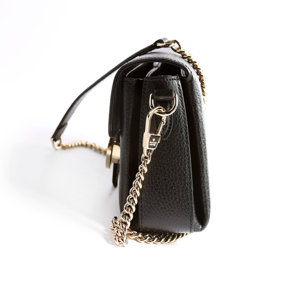 Gucci 607720 Interlocking Small Xbody Black/Gold Bag