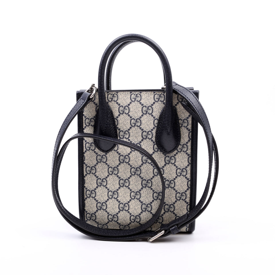 Gucci 671623 Mini Tote Interlocking G Navy/Beige Bag