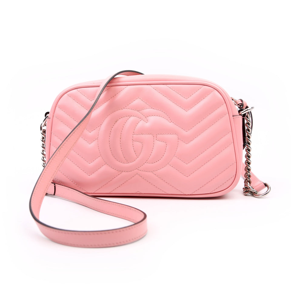Gucci 447632 Marmont Small Leather Camera Pink Bag