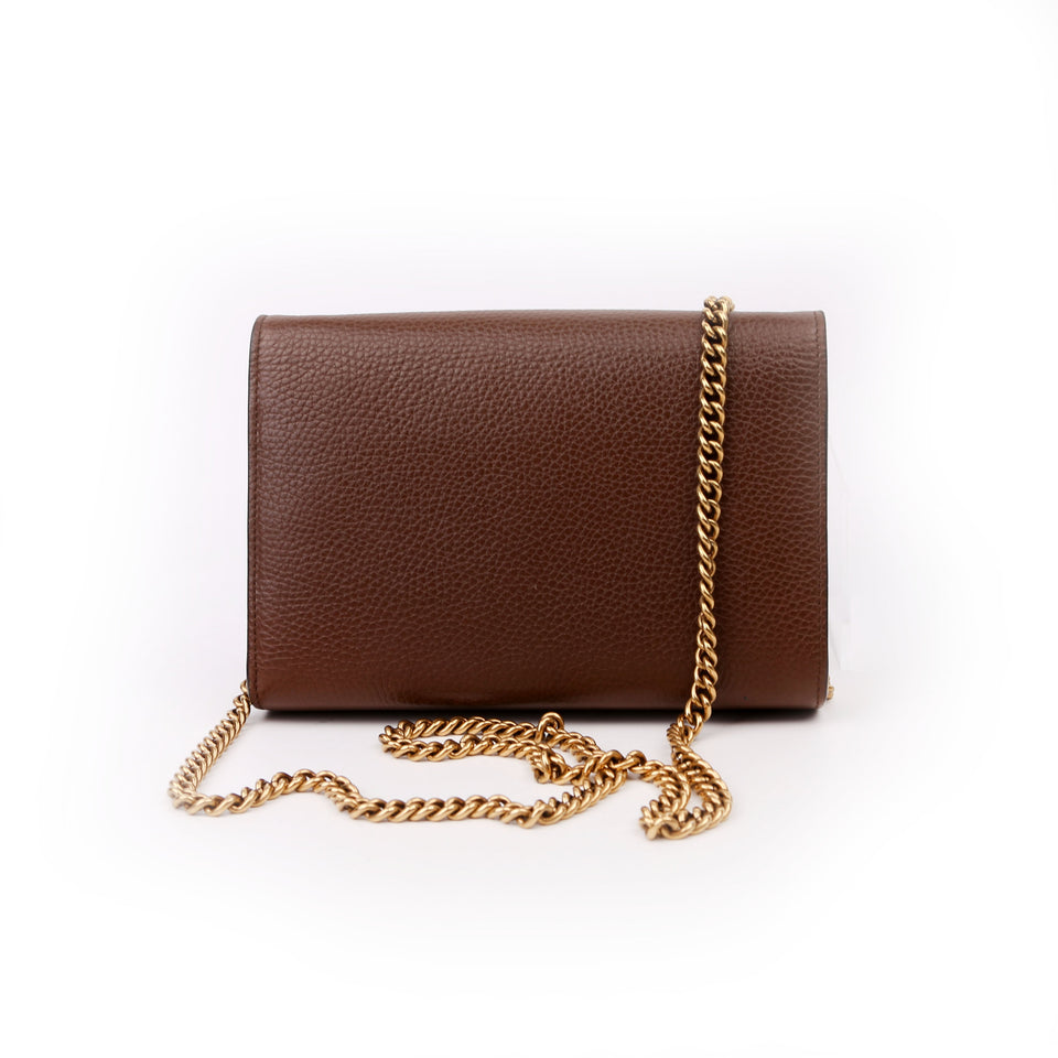 Gucci 401232 Marmont Chain Wallet Brown Bag