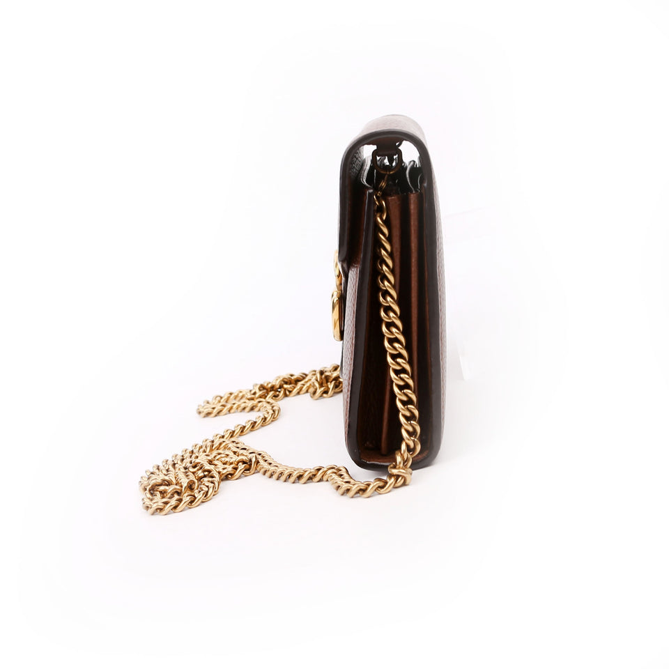 Gucci 401232 Marmont Chain Wallet Brown Bag
