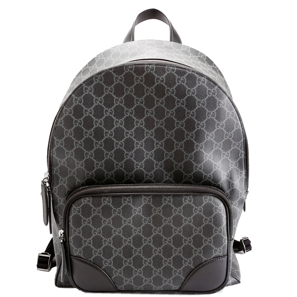 Gucci 821159 GG Supreme Emblem Backpack Medium Black Bag