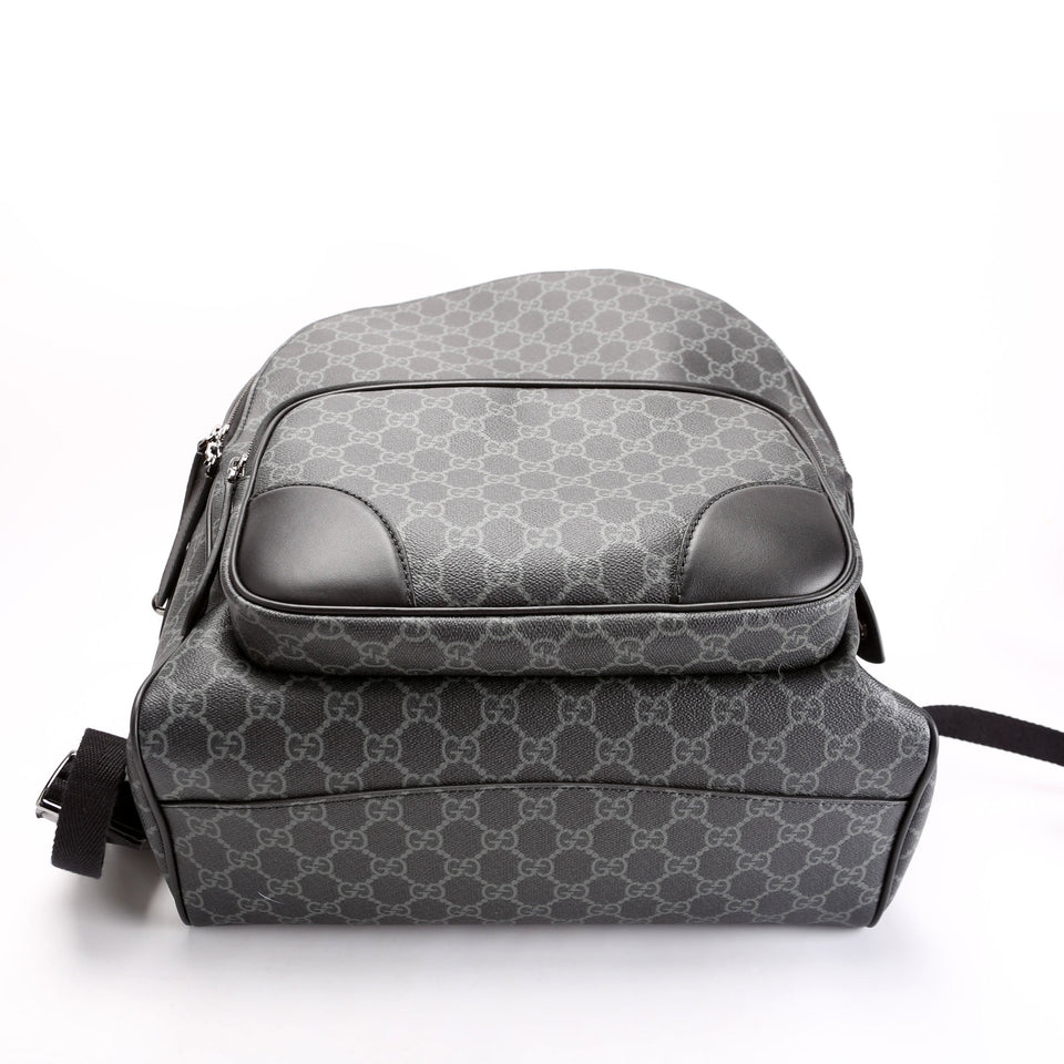 Gucci 821159 GG Supreme Emblem Backpack Medium Black Bag