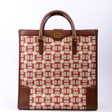 Gucci 752586 Interlocking G Jacquard Horsebit Tote Brown Bag