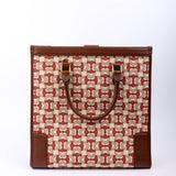 Gucci 752586 Interlocking G Jacquard Horsebit Tote Brown Bag