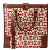 Gucci 752586 Interlocking G Jacquard Horsebit Tote Brown Bag