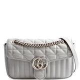 Gucci 443497 Marmont Aria Leather Shoulder Small Flap Gray Bag