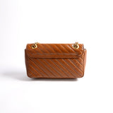 Gucci 443497 Marmont Diagonal Leather Shoulder Small Flap Brown Bag