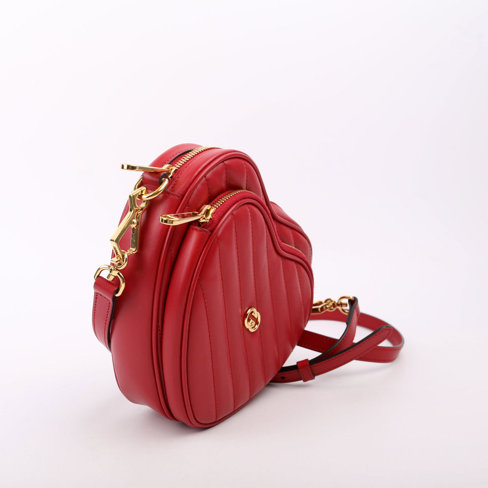 Gucci 751628 Interlocking G Mini Heart Red Bag