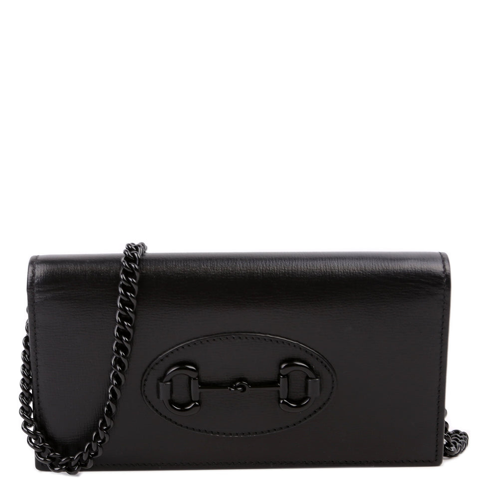 Gucci 621892 Horsebit 1955 Wallet W/ Chain Black Bag