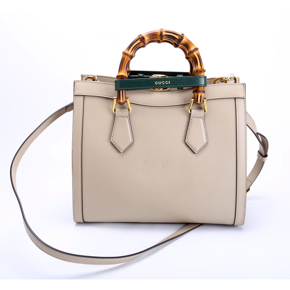 Gucci 660195 Diana Small Leather Tote Taupe/Green Bag