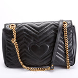 Gucci 443496 Marmont Leather Shoulder Medium Black Bag