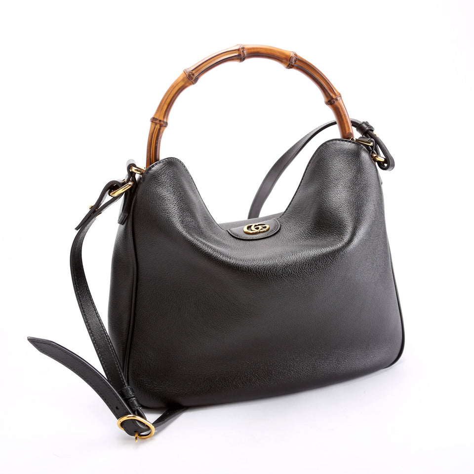 Gucci 746124 Diana Bamboo Shoulder Medium Black Bag