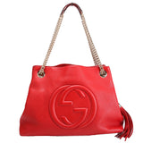 Gucci 308982 Soho Leather Shoulder Medium Red Bag