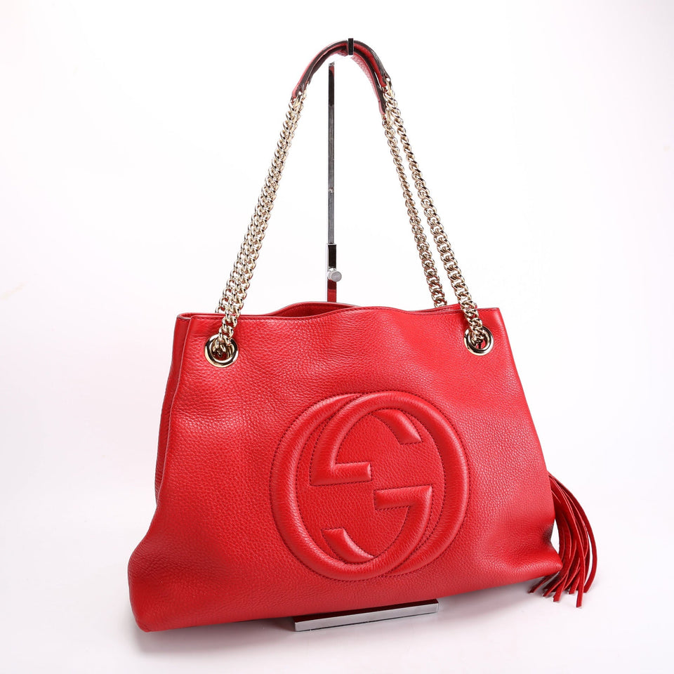 Gucci 308982 Soho Leather Shoulder Medium Red Bag