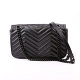 Gucci 443497 Marmont Leather Monochrome Shoulder Small Flap Black Bag