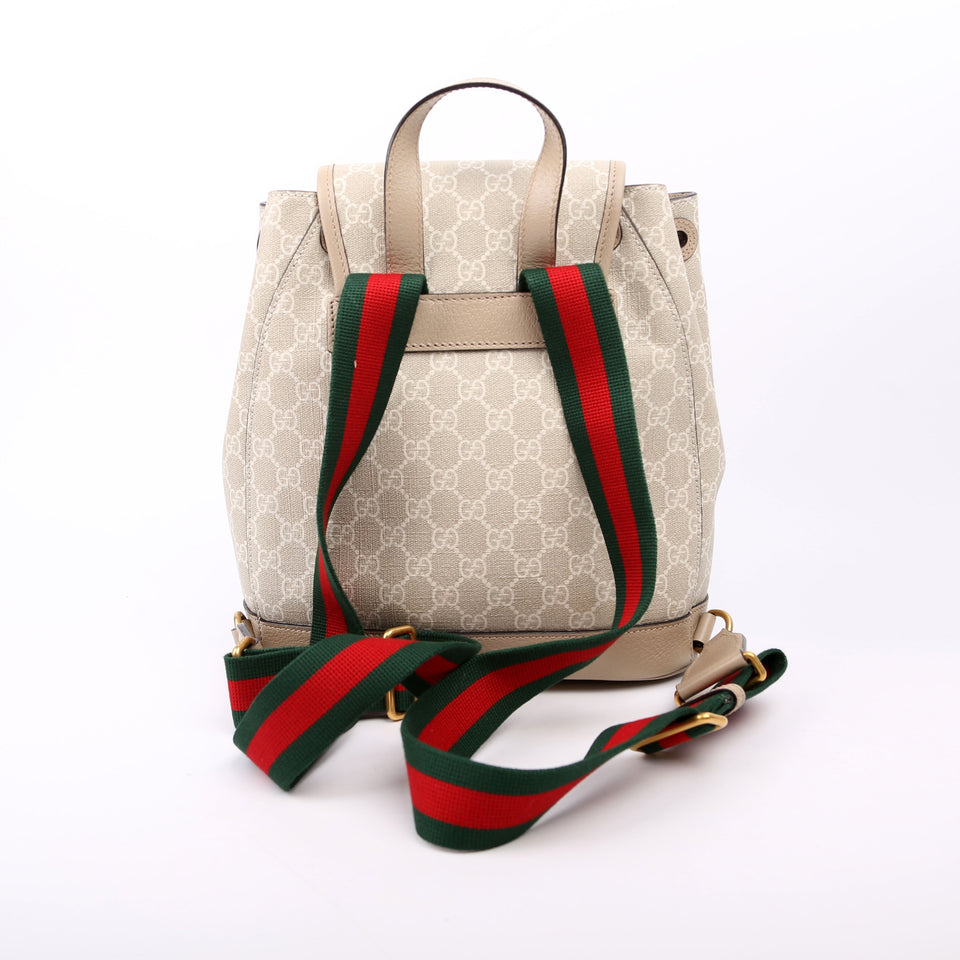 Gucci 674147 GG Supreme Buckle Backpack Beige Bag