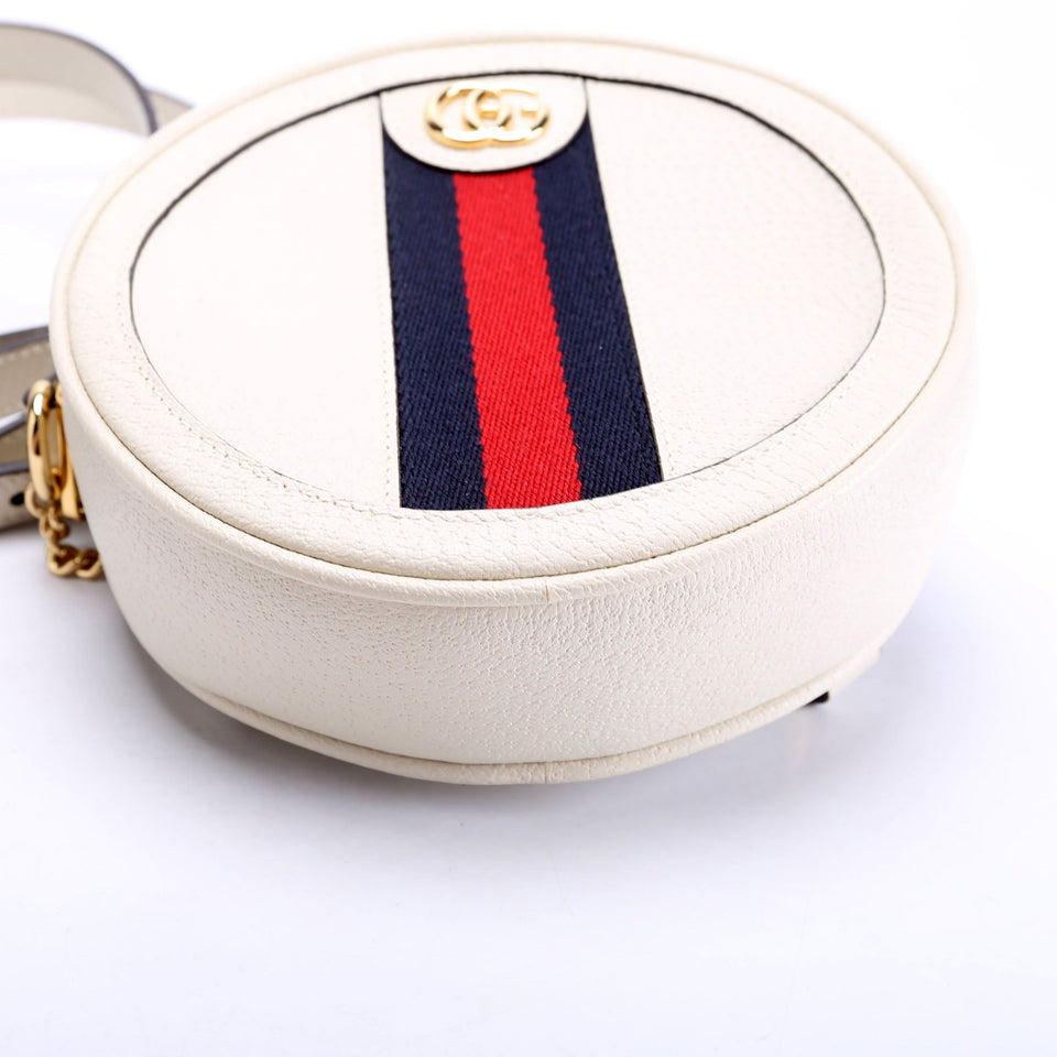 Gucci 598661 Ophidia Web Mini Round Backpack White Bag
