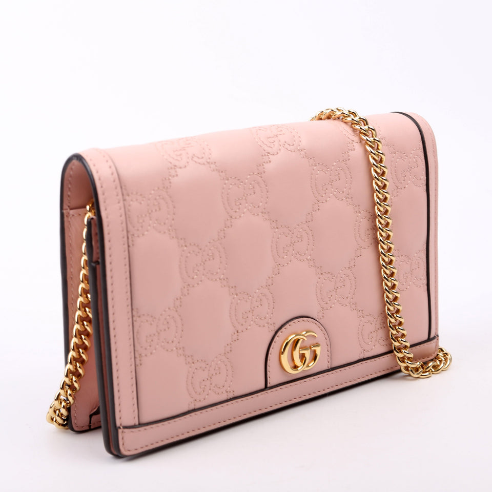 Gucci 723787 GG Matelasse Chain Wallet Pink Bag