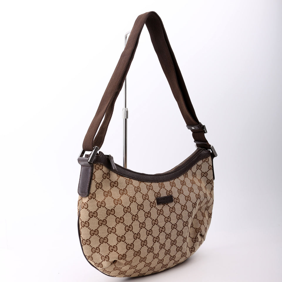Gucci 181092 GG Canvas Half Moon Hobo Bag