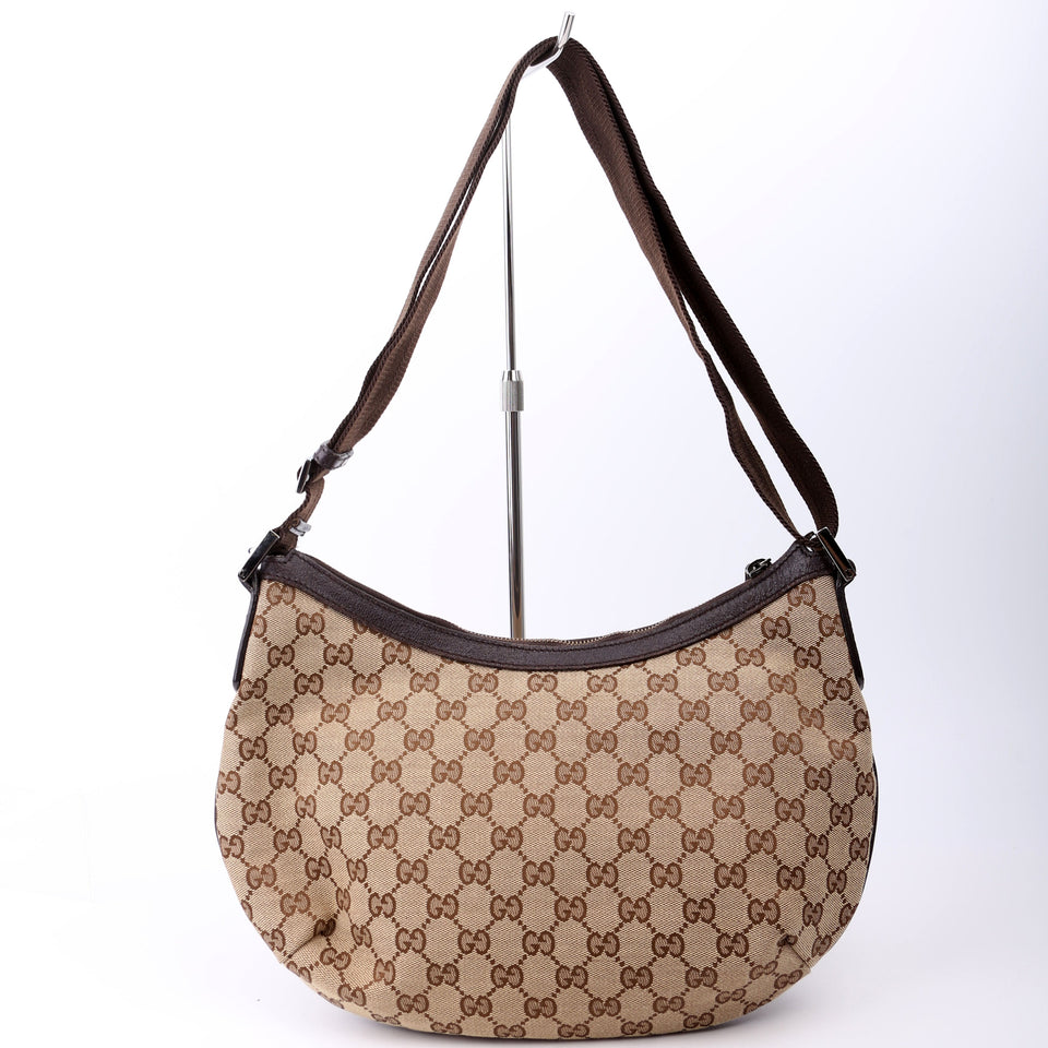 Gucci 181092 GG Canvas Half Moon Hobo Bag