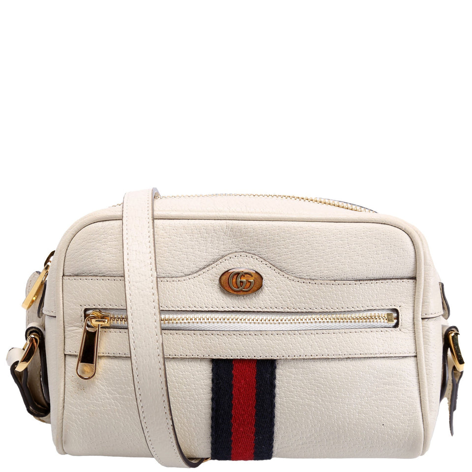 Gucci 517350 Web Leather Mini Ophidia White Bag