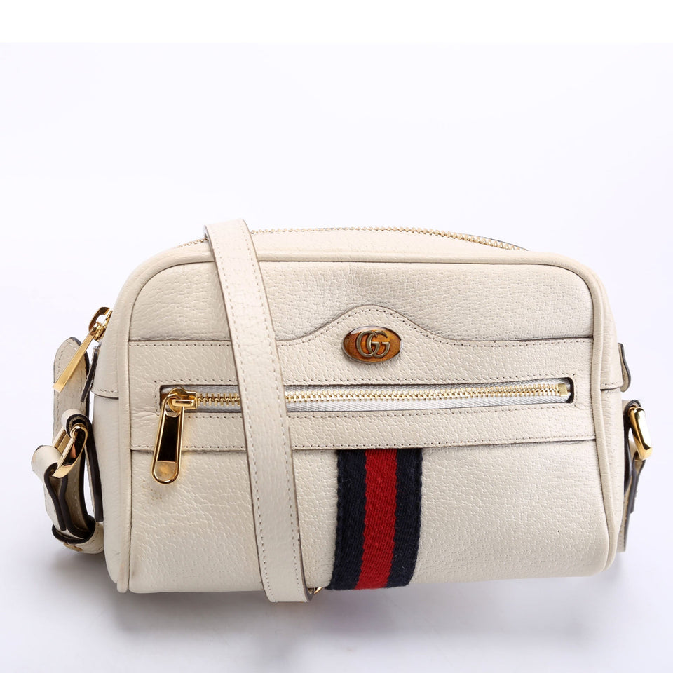 Gucci 517350 Web Leather Mini Ophidia White Bag