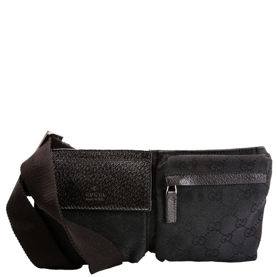 Gucci 162962 GG Canvas Mini Waist Black Bag