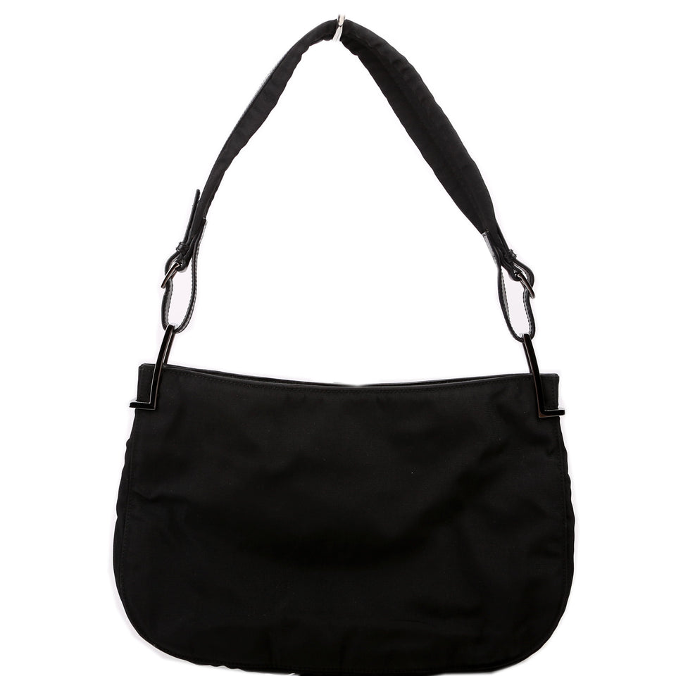 Gucci 001-3193 Nylon Small Hobo Black Bag