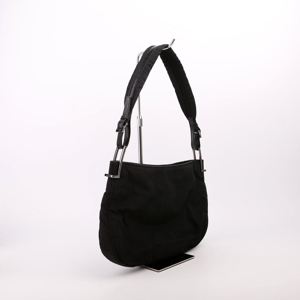 Gucci 001-3193 Nylon Small Hobo Black Bag